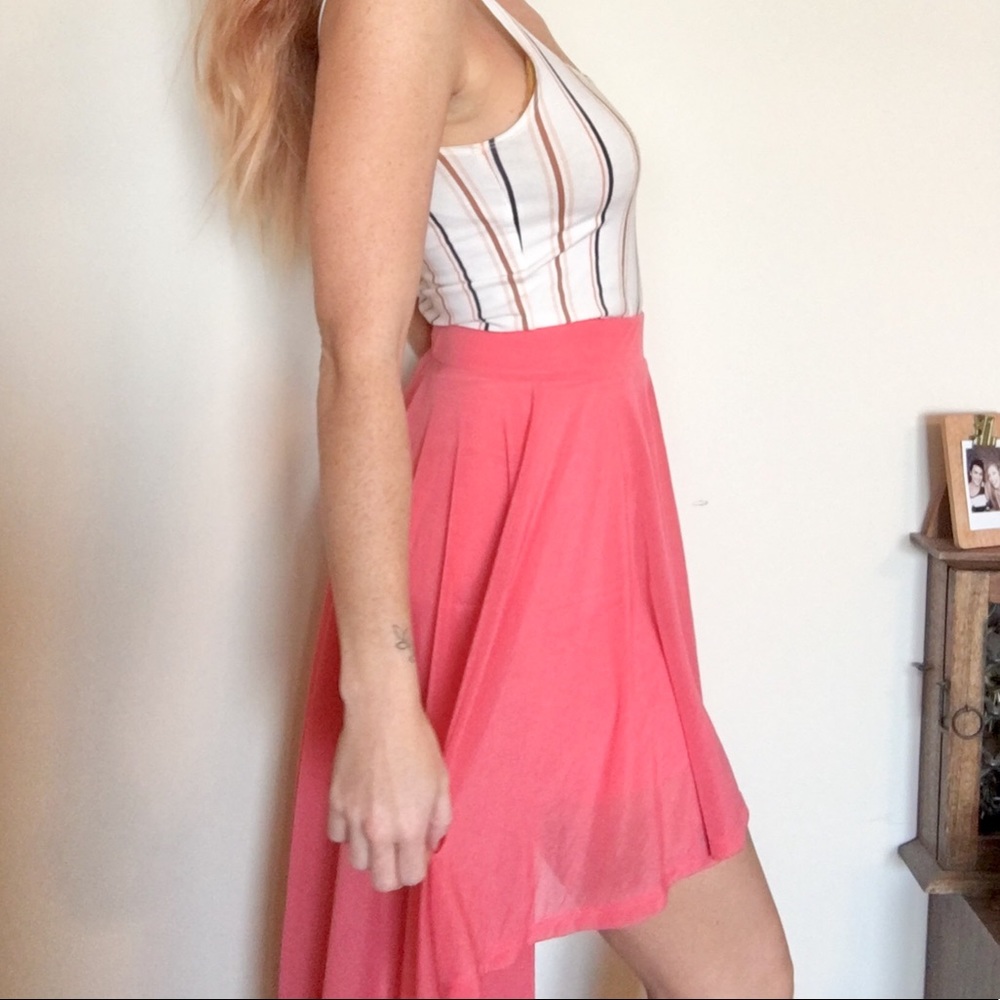 H&M pink/coral high low skirt